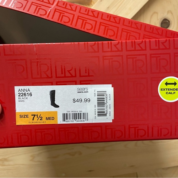 🎯 Black faux leather boots. 7 1/2 Extended calf.  Lightly used. - Picture 5 of 6